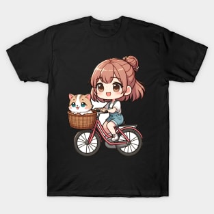 Girl taking kitten for a ride T-Shirt